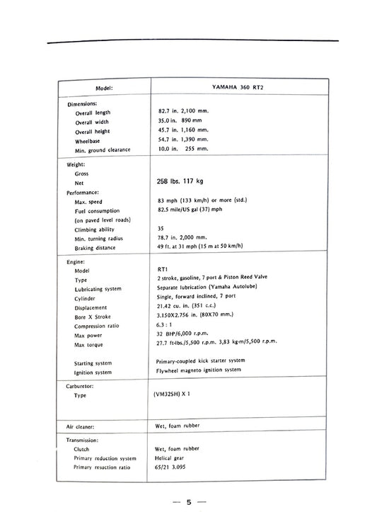 1973 Yamaha RT3 360 Service Manual