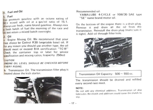 1975 Yamaha YZ80 YZ 80B Motocross Service Manual