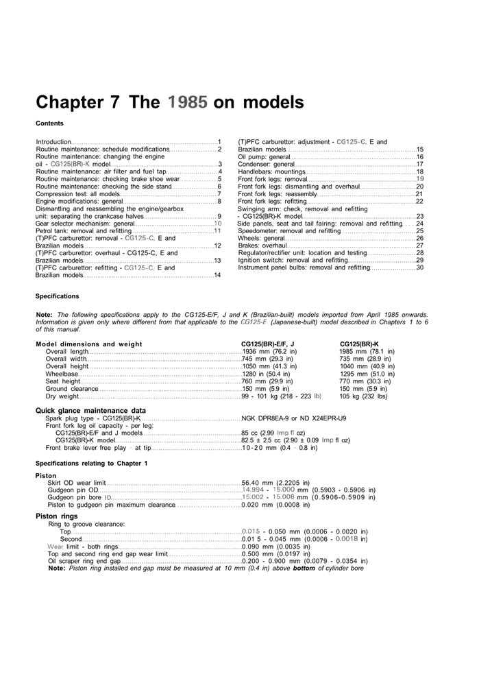 1978-1981 Honda CG125 CG 125 K1 Service Manual