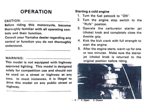 1977 Yamaha YZ80 YZ 80D Motocross Service Manual