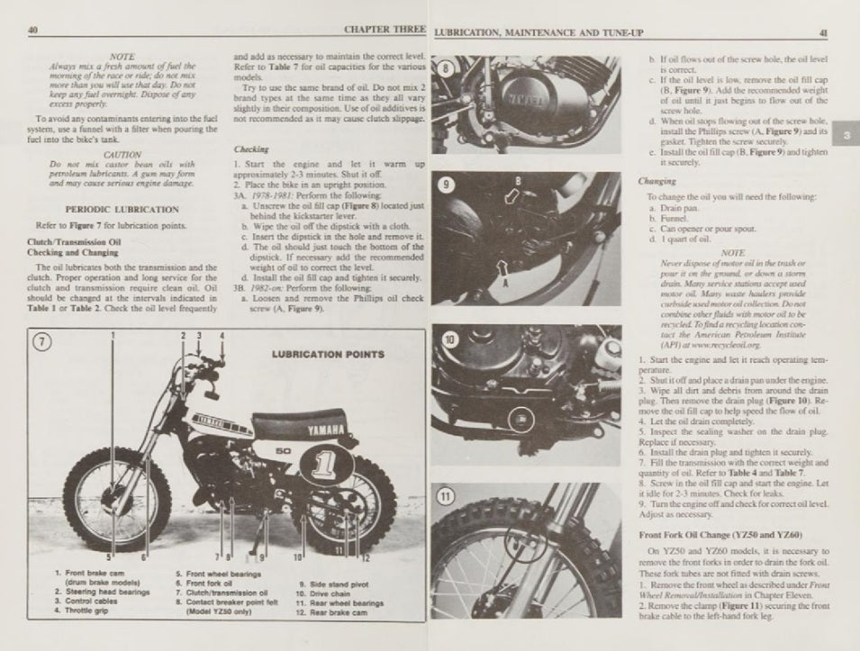 1978-1979 Yamaha YZ50 YZ 50 Motocross Service Manual