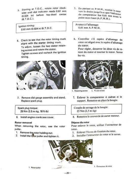 1980 Yamaha YZ465 YZ465G YZ 465 Motocross Service Manual