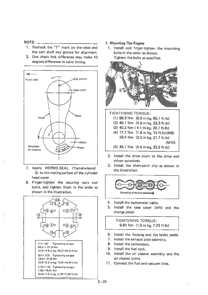 1982-1983 Yamaha XS650 SJ XS 650SJ XS650SJ Heritage Special Service Manual