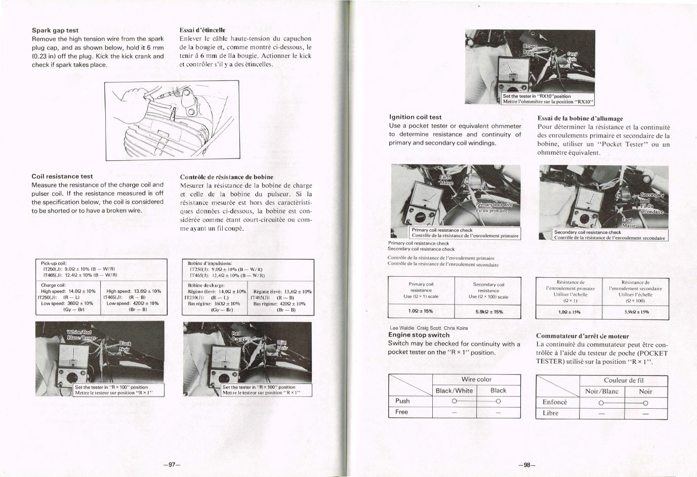 1982 Yamaha IT250 IT 250 Service Manual