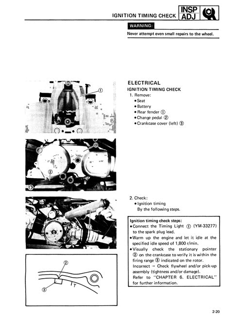 1985-1988 Yamaha YFM80 Badger Moto4 ATV Quad Service Manual