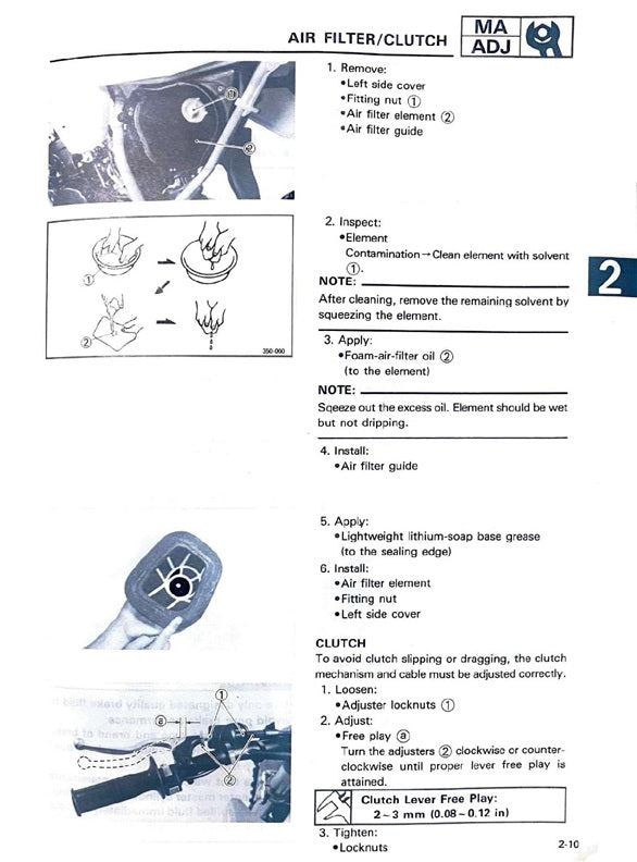 1996-2001 Yamaha YZ125 YZ 125 Manual de servicio de motocross