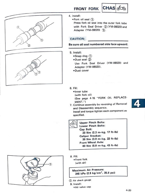 1996-2001 Yamaha YZ125 YZ 125 Manual de servicio de motocross
