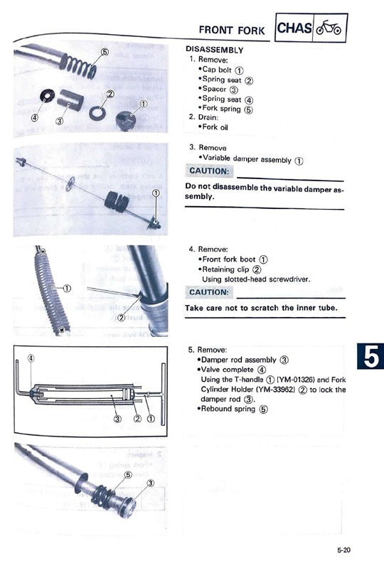 1987 Yamaha YZ125 YZ 125 YZ125T Motocross Service Manual