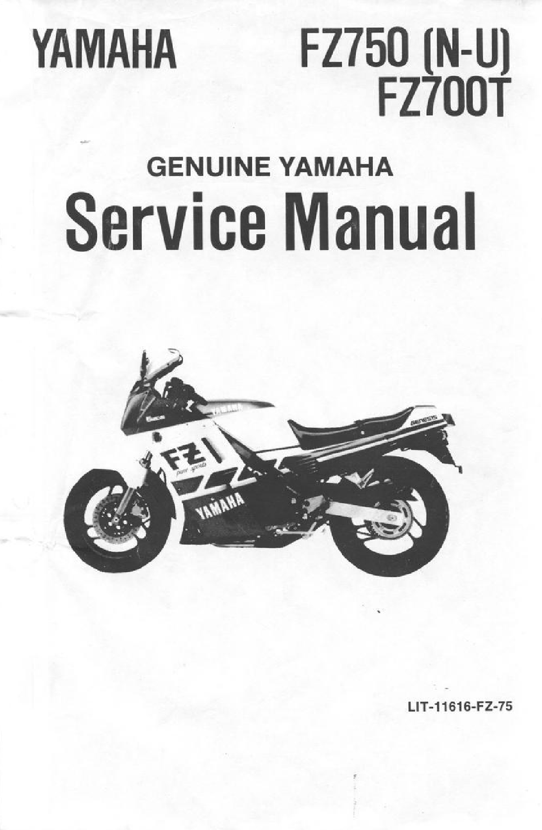 1987 Onwards Yamaha FZ750 FZ 750 Service Manual