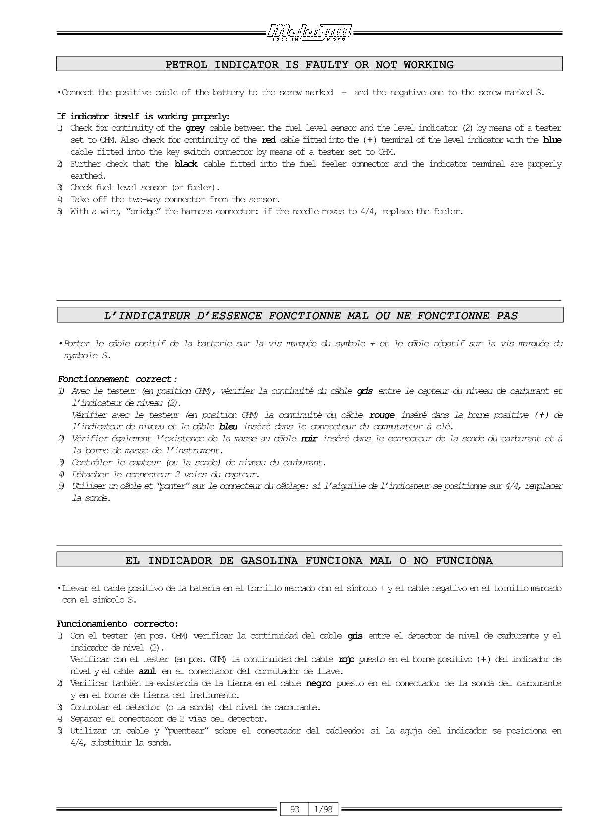 1996-2005 Malaguti F15 Firefox Service Manual