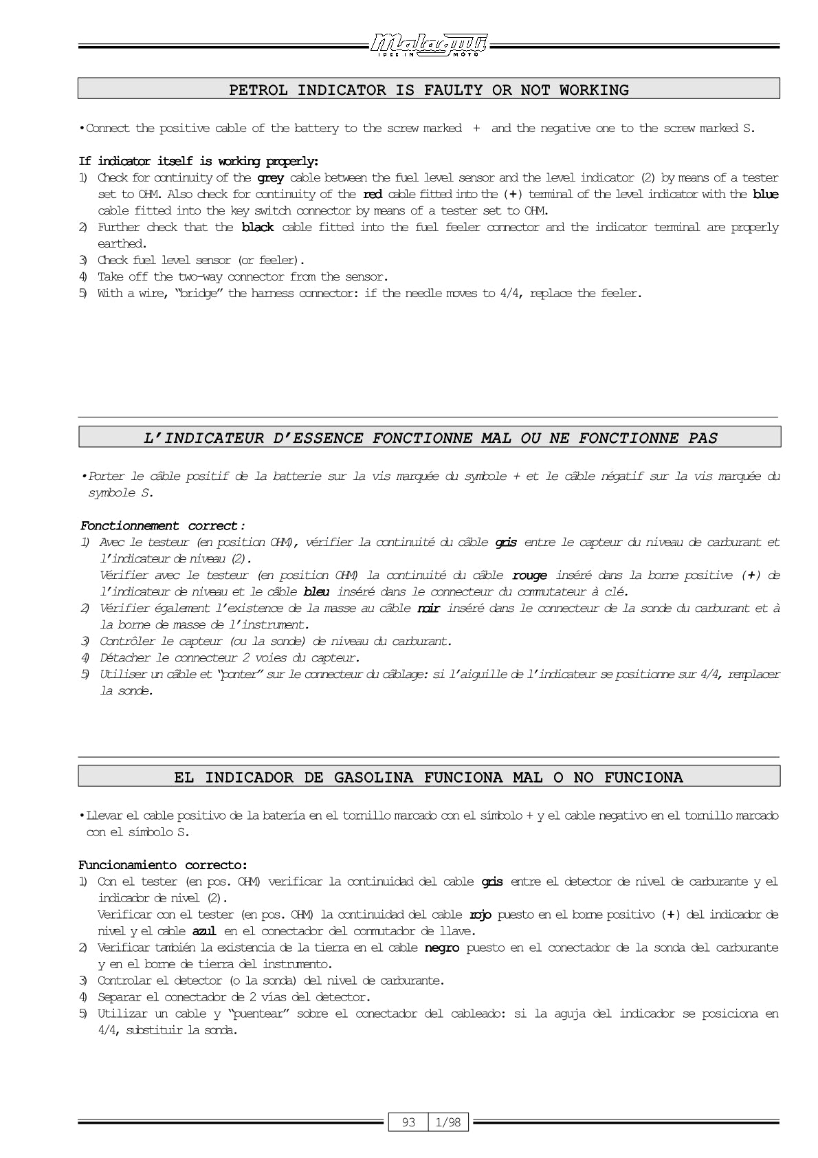 1996-2005 Malaguti F15 Firefox Service Manual