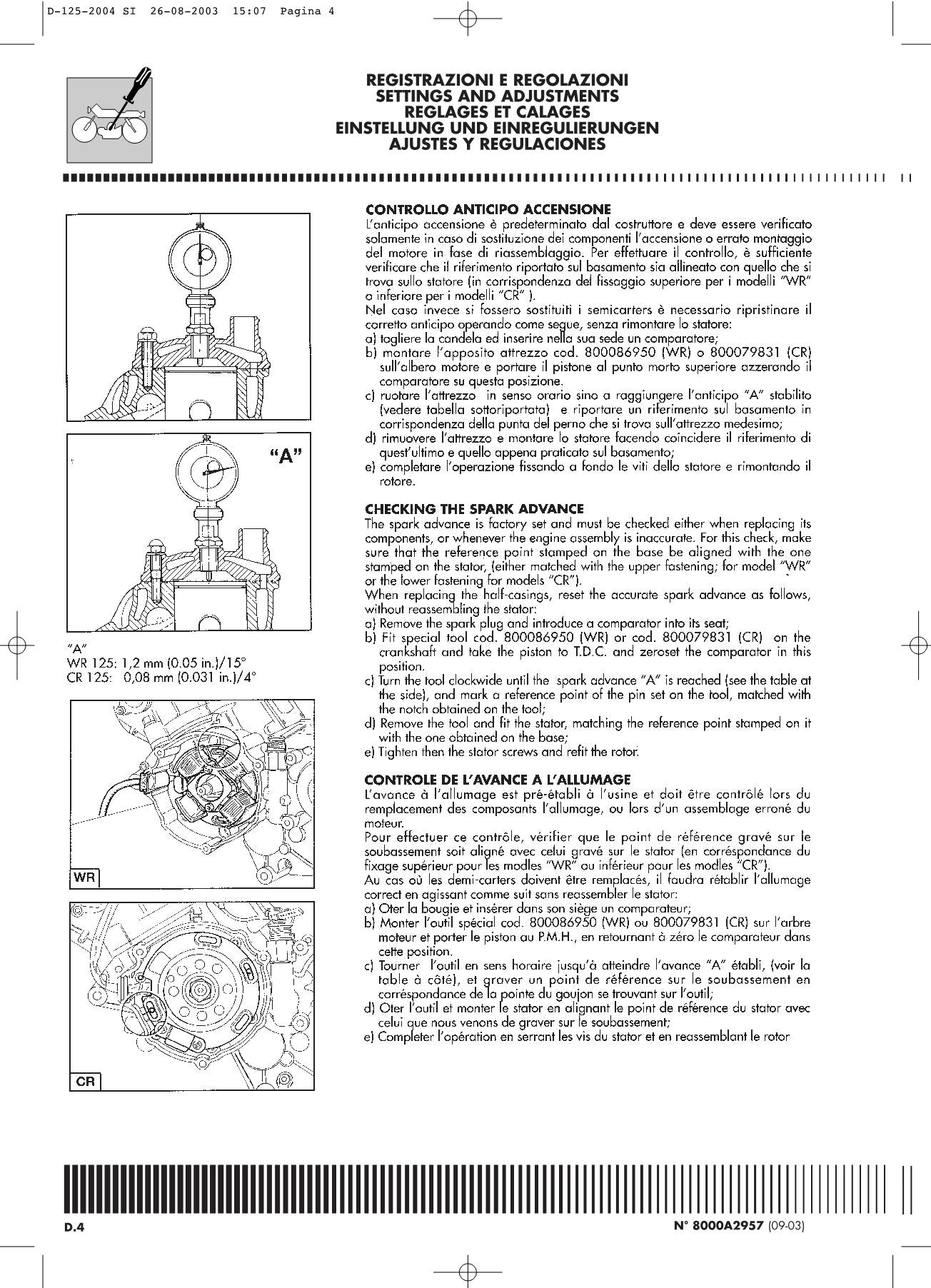 2003-2004 Husqvarna WR125 WR 125 Service Manual