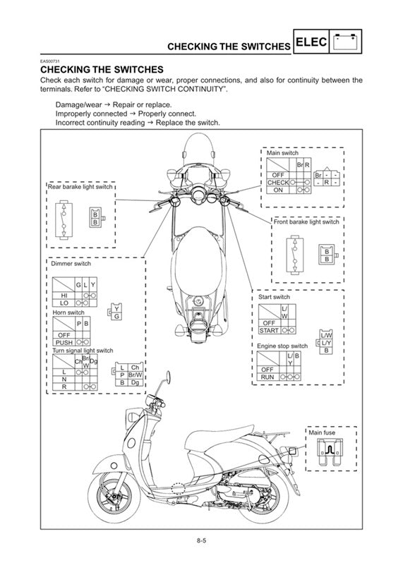 2006-2009 Yamaha XC50 Vino 50 Scooter Service Manual