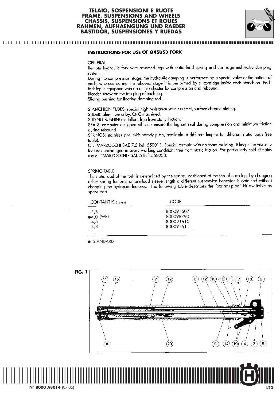 2007 Husqvarna CR125 CR 125 Service Manual