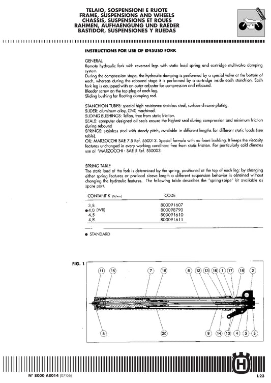 2007 Husqvarna CR125 CR 125 Service Manual