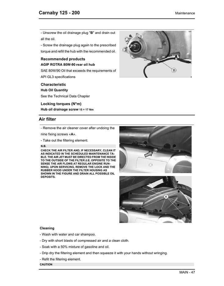 2007on Piaggio Carnaby 125 Scooter Service Manual