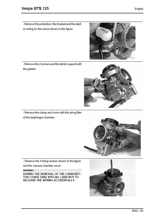 2008-2016 Vespa GTS125 GTS 125 Granturismo 125cc Scooter Service Manual