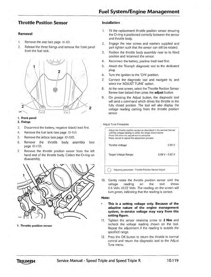 2011-2016 Triumph Speed Triple 1050 Service Manual