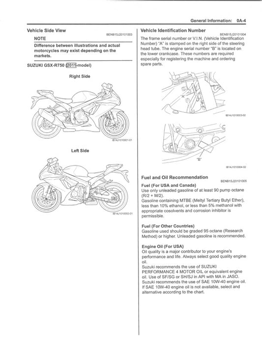 2011-2019 Suzuki GSXR750 GSX-R 750 L1-L9 Service Manual