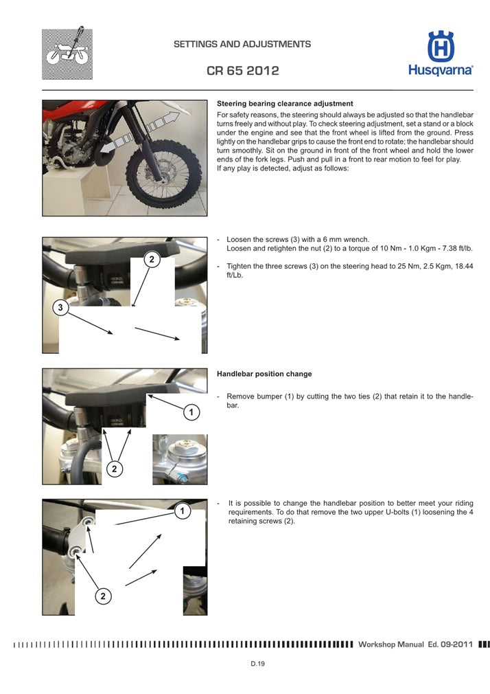 2012 Onwards Husqvarna CR65 CR 65 Service Manual