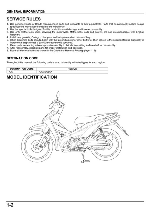 2012 on Honda Wave 110 Service Manual