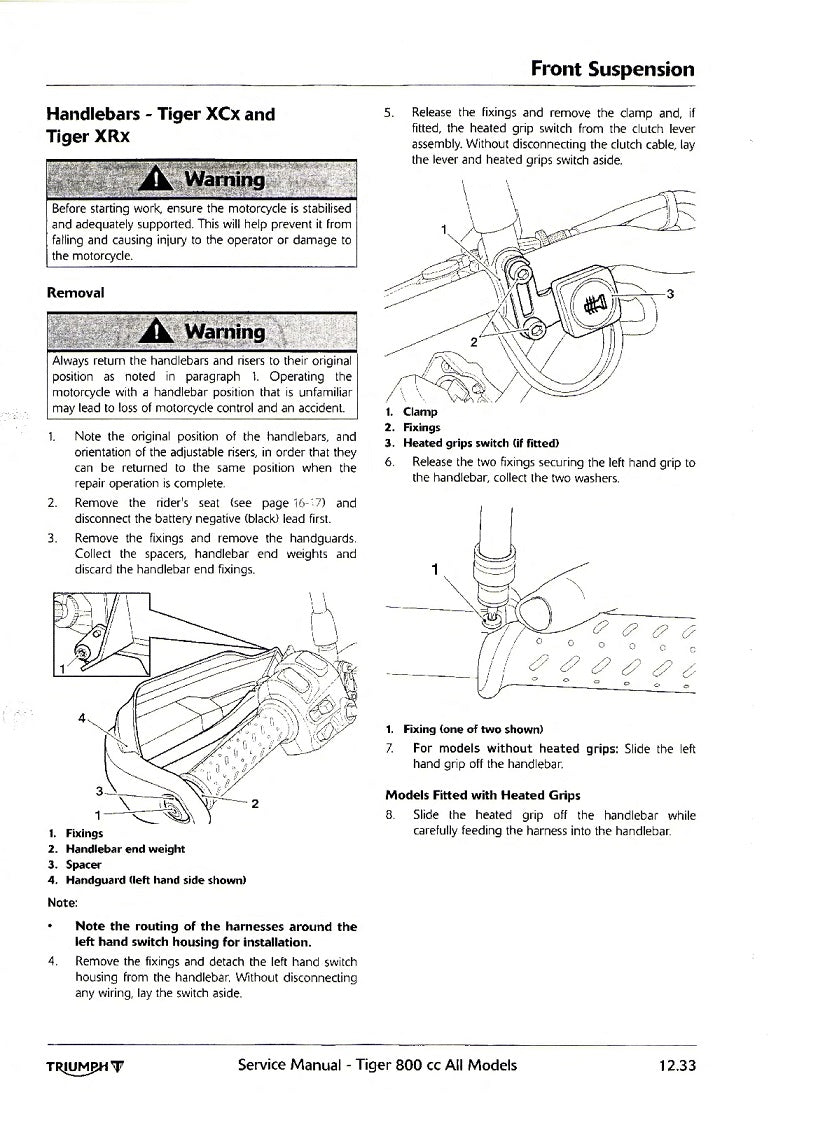 2015-2017 Triumph Tiger 800 XR XRX Service Manual