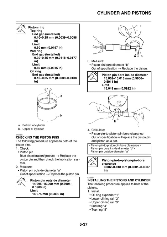 2015-2019 Yamaha MT25 MT-25 MTN250 Service Manual