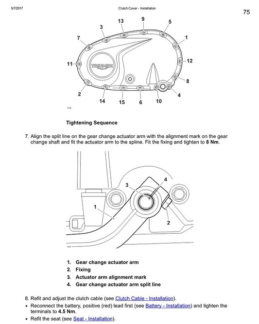 2016-2023 Triumph Thruxton R 1200 T120 Service Manual