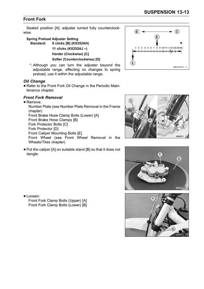 2017-2019 Kawasaki KX250F KXF250 Service Manual