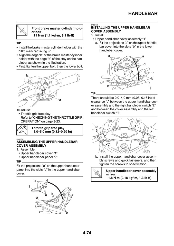 2010-2017 Yamaha YP125R Xmax Scooter Servicehandbuch