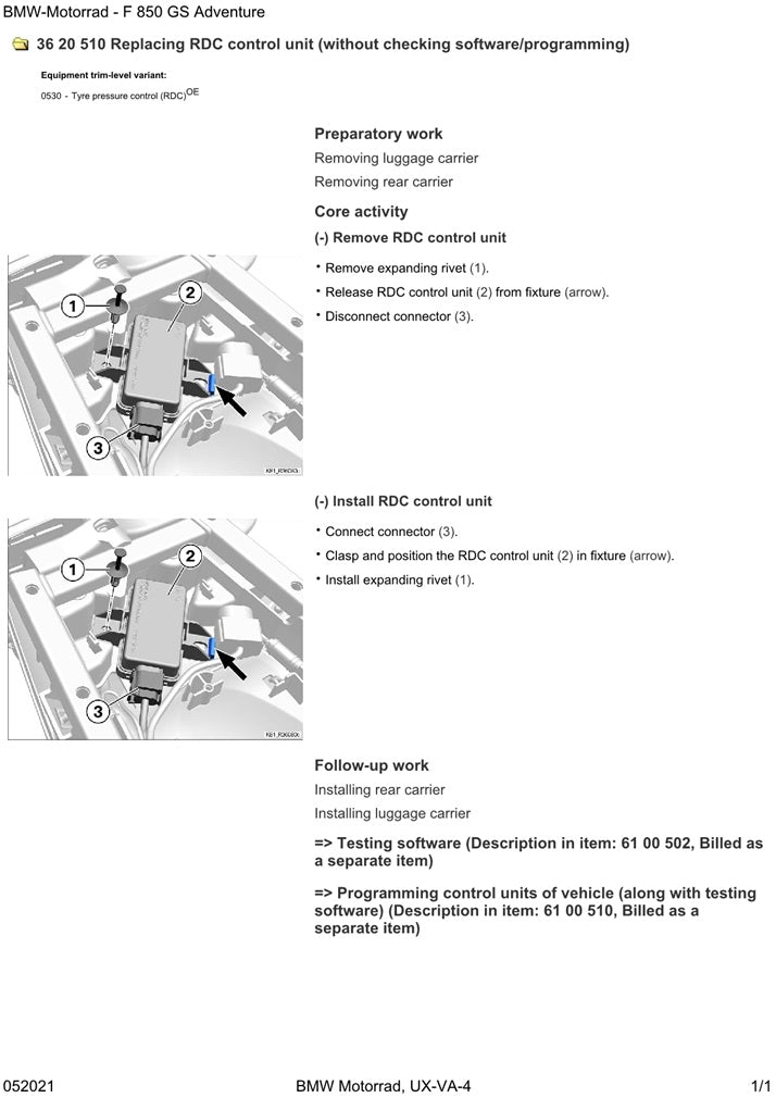 2018 to 2023 BMW F850 GS Adventure K82 Service Manual