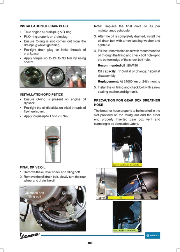 2020-2026 Vespa SXL 125 125cc Scooter Service Manual