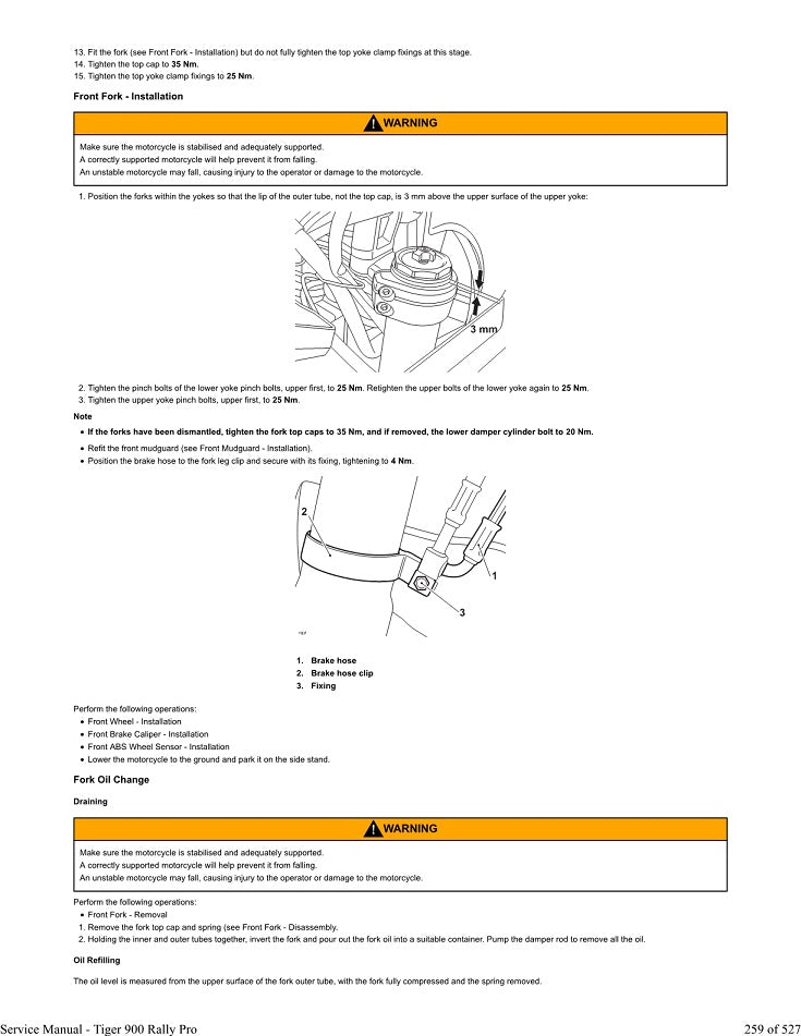 2020-2023 Triumph Tiger 900 Rally Pro Service Manual