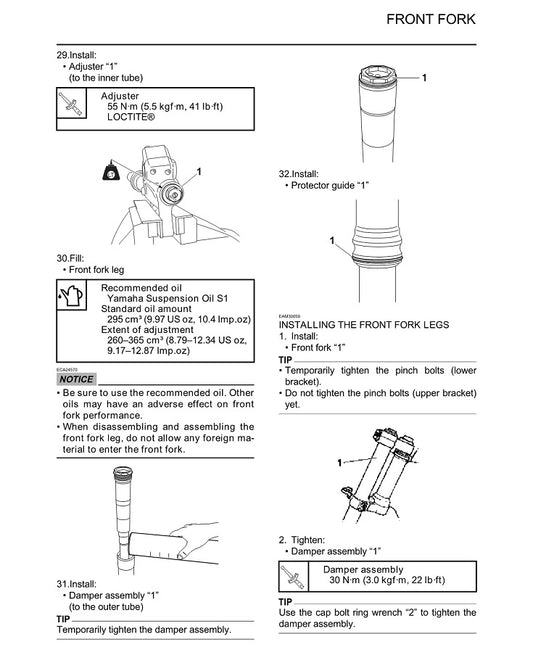 2015-2019 Yamaha YZ250FX YZ 250 FX Enduro Service Manual