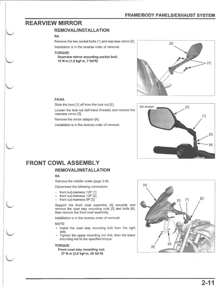 2024-2025 Honda CB500XA NX500 Service Manual