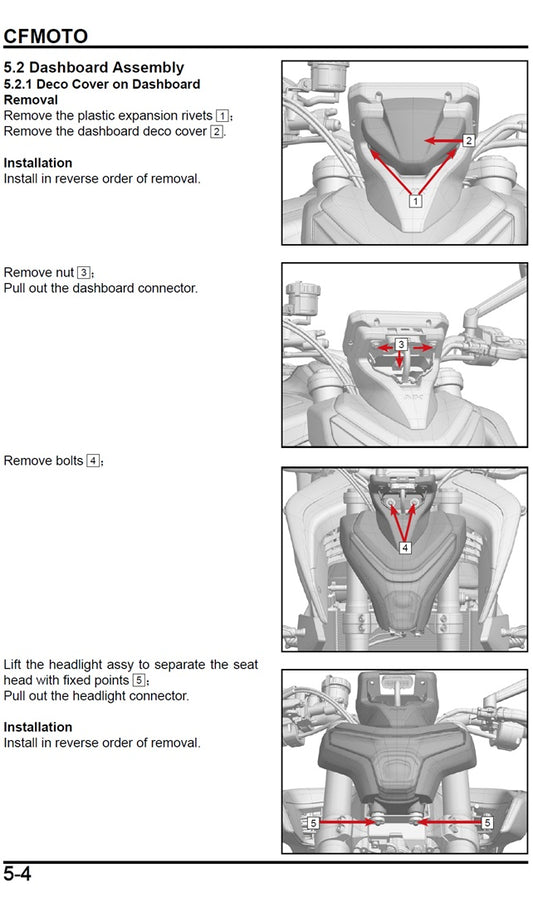 2024 Onwards CFMoto 450NK 450 NK Advanced Service Manual