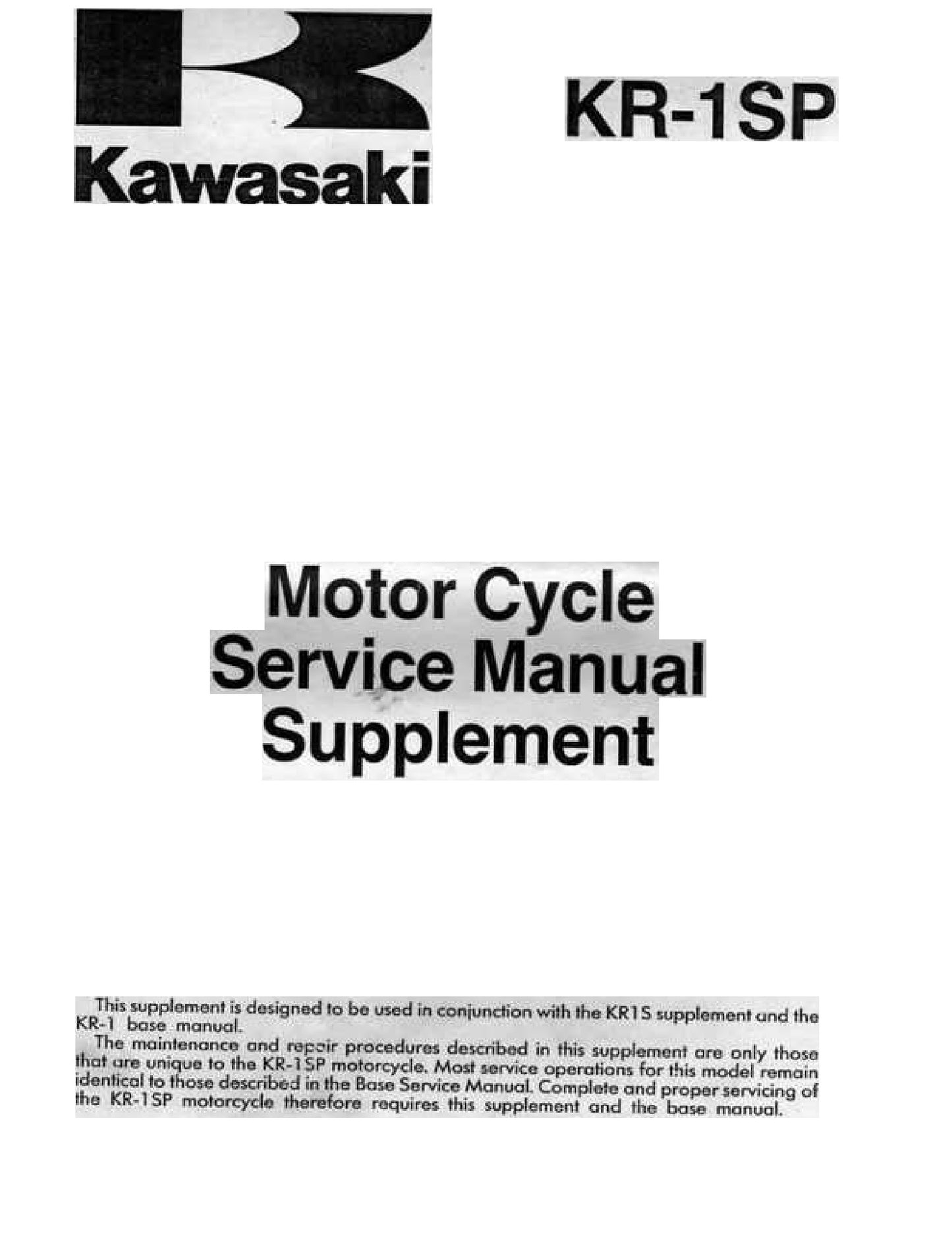 1989-1992 Kawasaki KR1S Manual de servicio