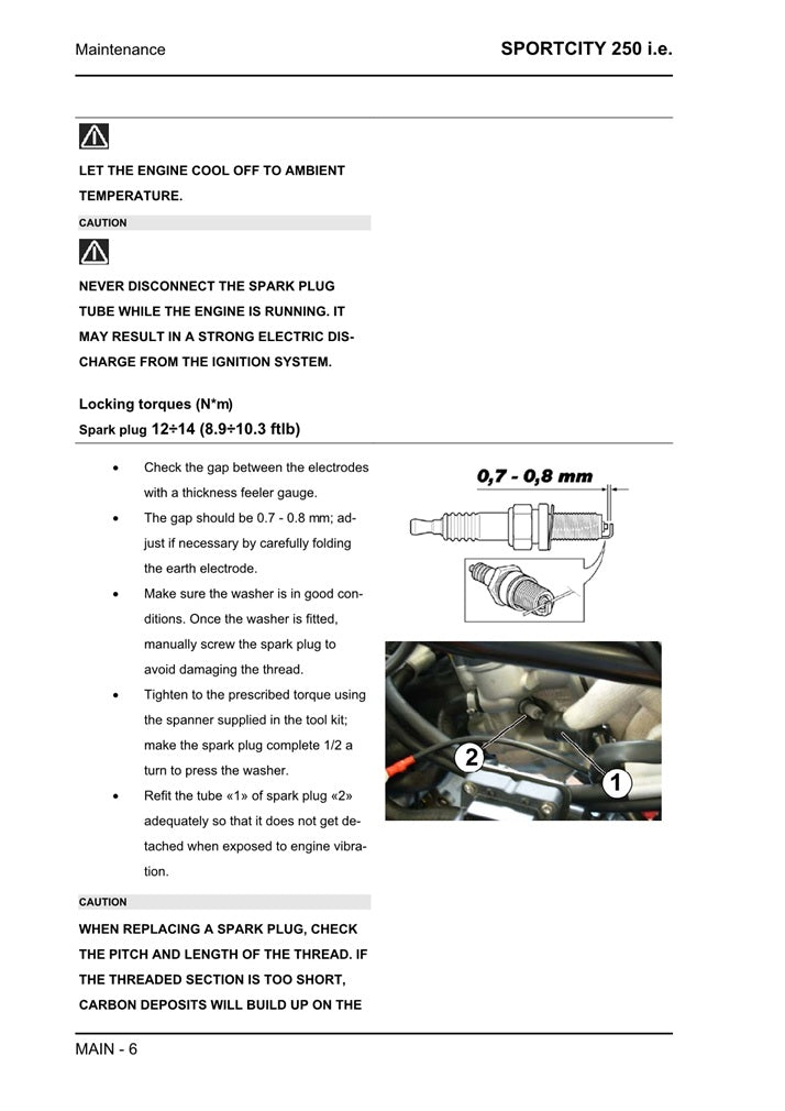2006-2012 Aprilia SportCity One 125 Manual de servicio de scooter