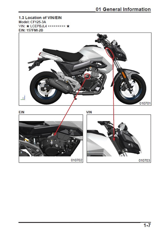 2017 Onwards CFMOTO PAPIO 125 CF125-3A Service Manual