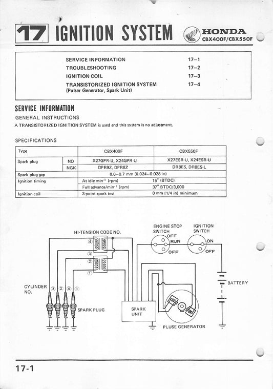 1981-1986 Honda CBX400 CBX400F cuatro manuales
