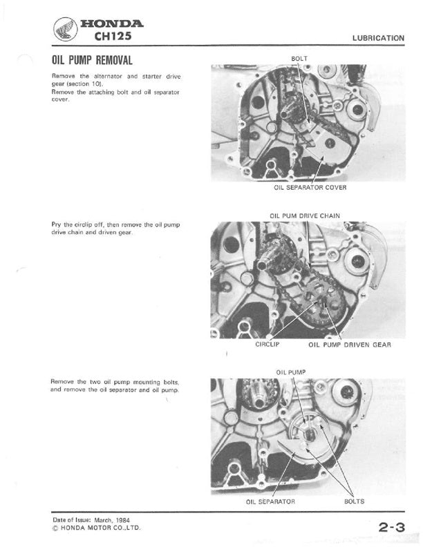 1984 Onwards Honda CH125 Elite Spacy Service Manual