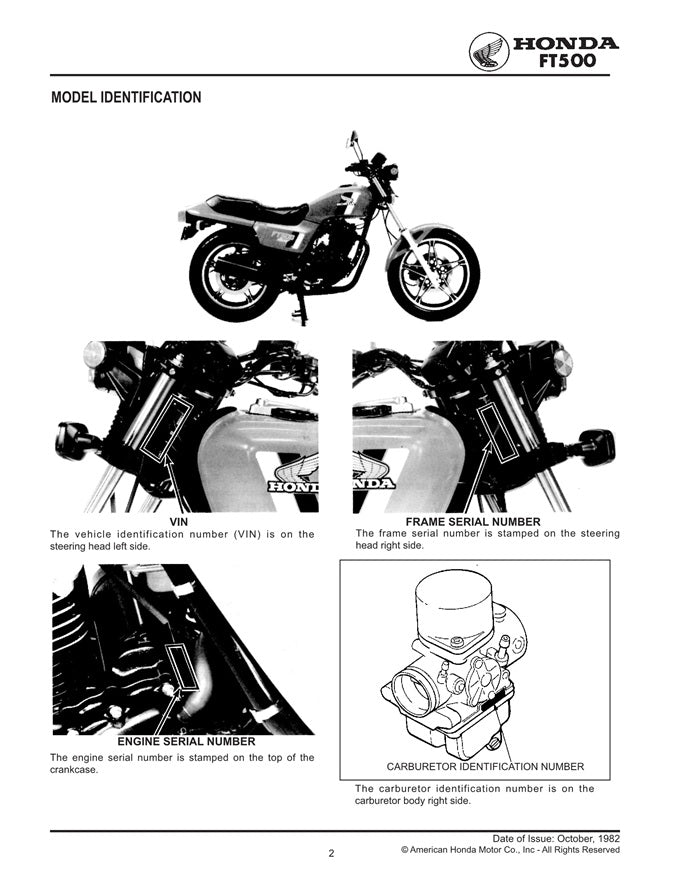 1982 to 1983 Honda FT500 Ascot Service Manual