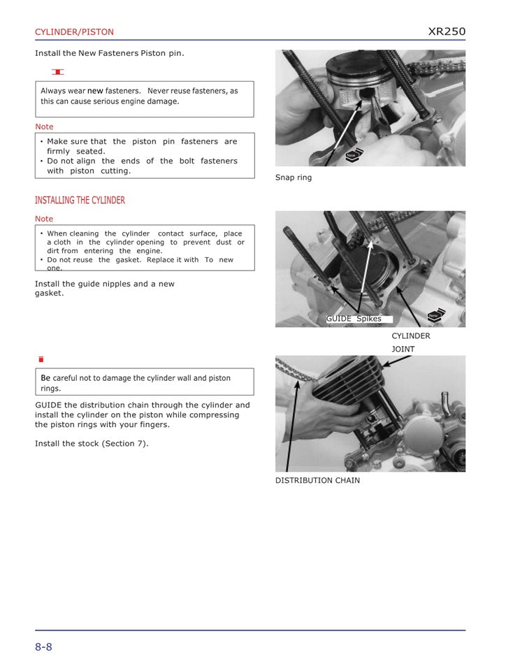 2003on Honda XR250 XR 250 Tornado Service Manual