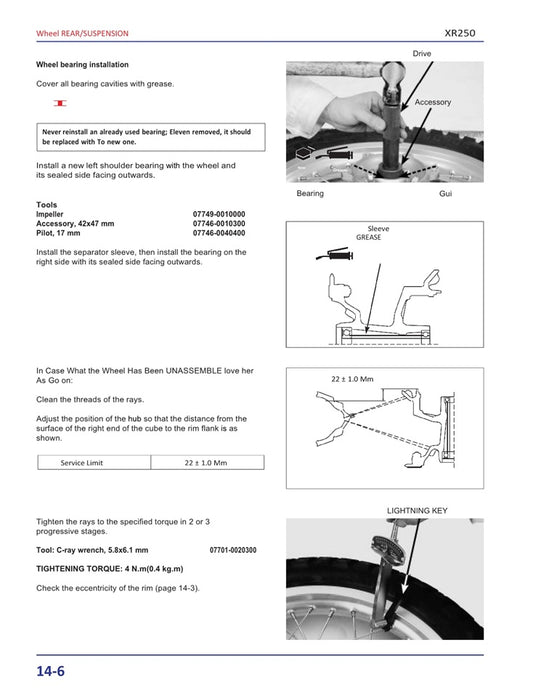 2003on Honda XR250 XR 250 Tornado Service Manual