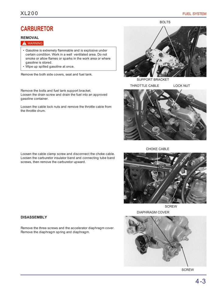 2001on Honda XL200 XL 200 Service Manual