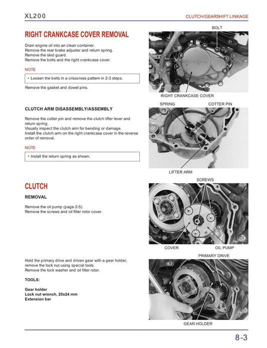 2001on Honda XL200 XL 200 Service Manual