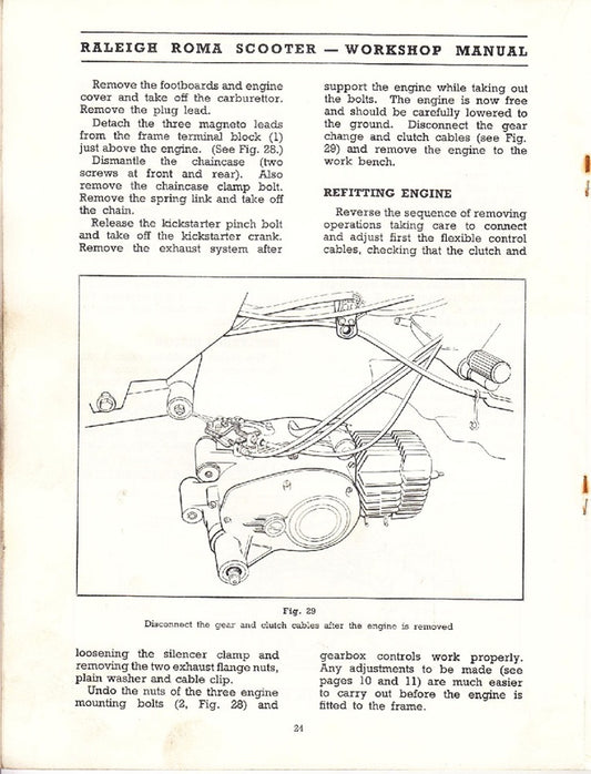1961-1962 Raleigh RS1 RS 1 Roma Moped Scooter Service Manual
