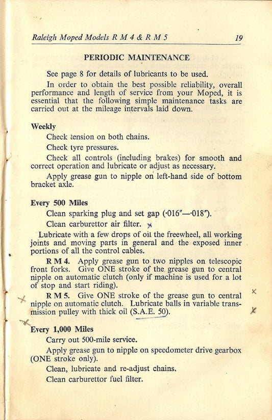 1960-1969 Raleigh RM5 Supermatic Moped Scooter Service Manual