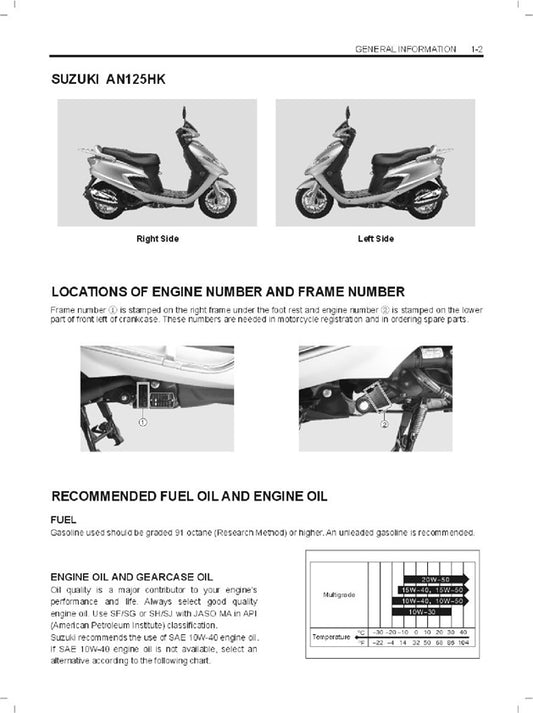 2001on Suzuki AN125 AN125HK Service Manual
