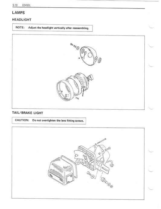 1982 Onwards Suzuki GS450E Twin Cylinder Service Manual
